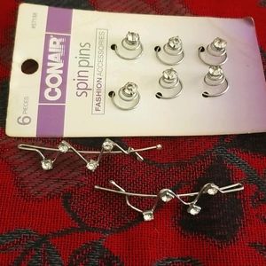 *3 FOR $15* Rhinestone Hair Barettes Spin Pins Lot
